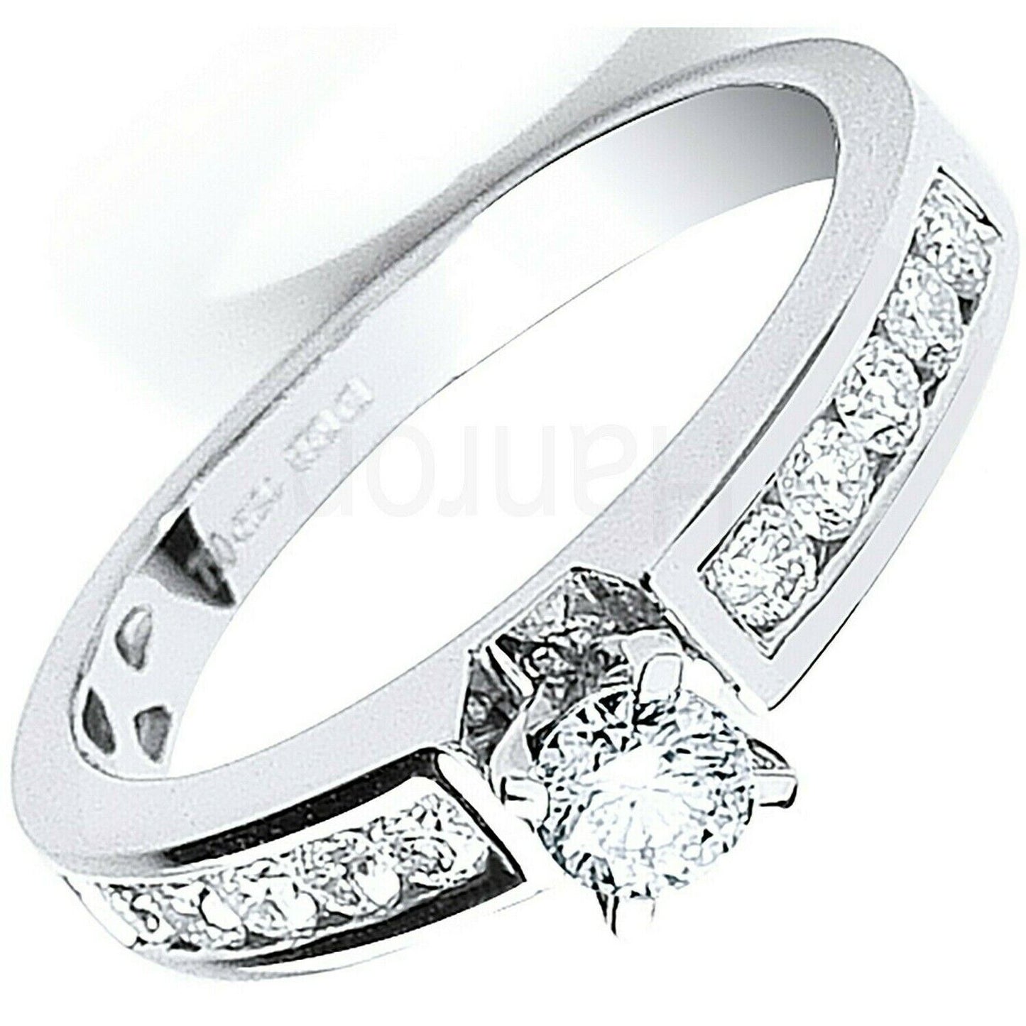 Real Diamond Solitaire Ring 18ct White Gold 0.50 Carat Weight