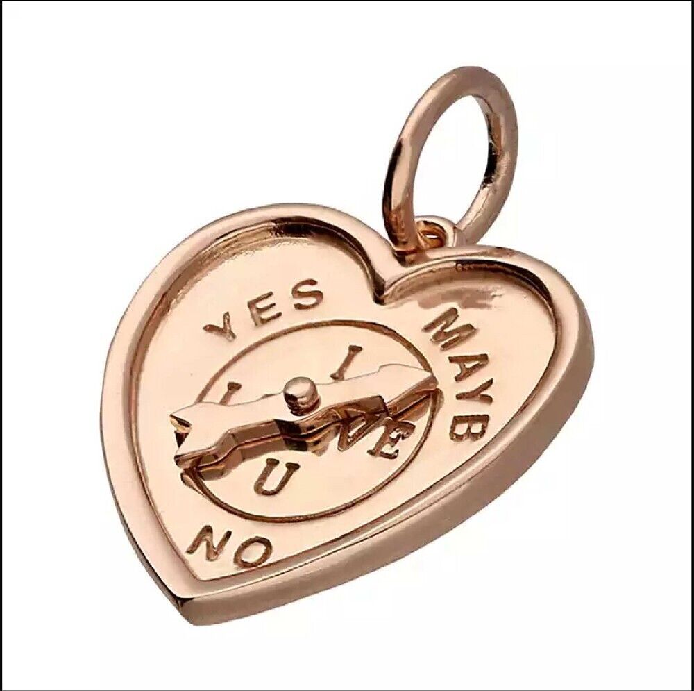 Rose Gold Pendant I LOVE U, YES NO MAYB Spinner Pendant Sterling Silver 925