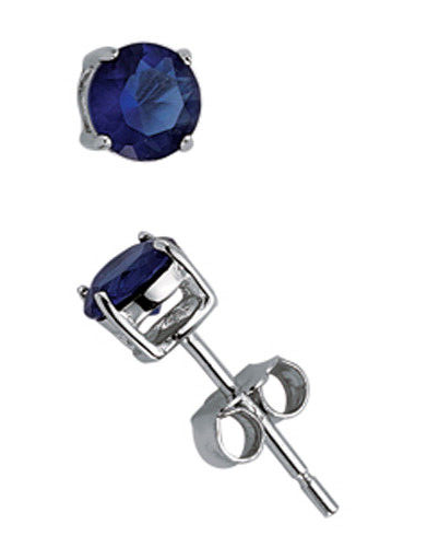Round Sapphire Stud Earrings Solid Sterling Silver 5mm Solitaire 925 Stamp