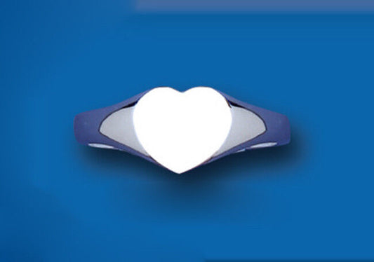 Heart Signet Ring Solid Sterling Silver Ladies