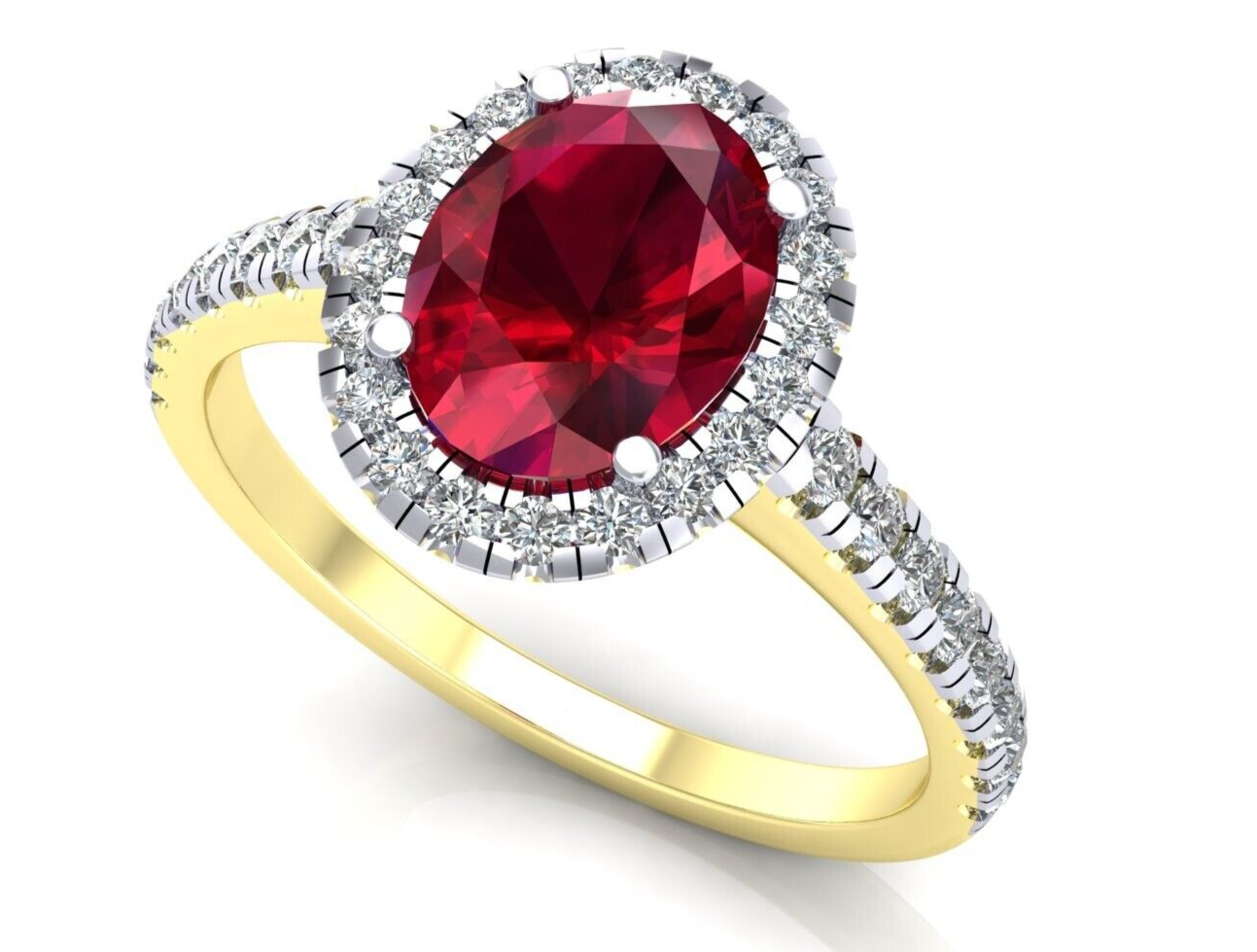 9ct Yellow Gold Ruby Oval Cluster Ring Engagement Hallmarked Sizes L - R