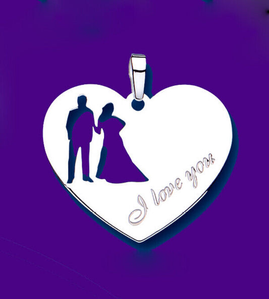 I Love You Pendant Heart Necklace Sterling Silver 925 Stamp All Chain Lengths