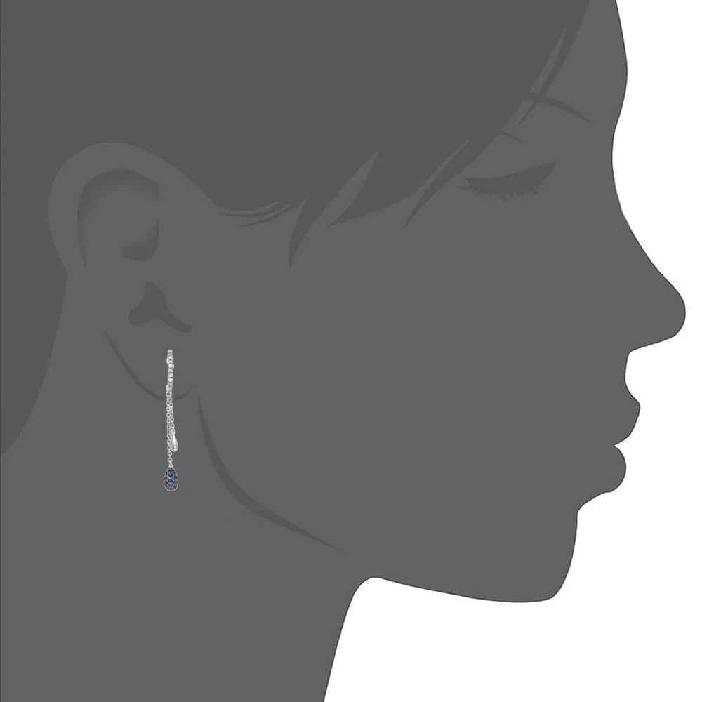 Natural Sapphire and Diamond Earrings Solid White Gold Long Drops Hallmarked