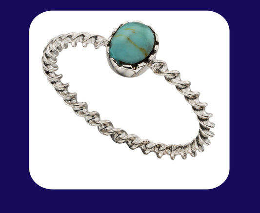 Turquoise Ring Sterling Silver Solitaire Ladies 925 Hallmark