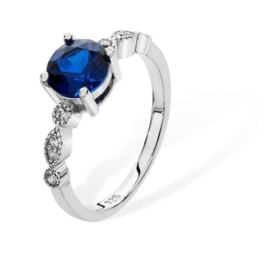 Sapphire Solitaire Ring 925 Hallmark Rhodium Finish Size J - R British Made