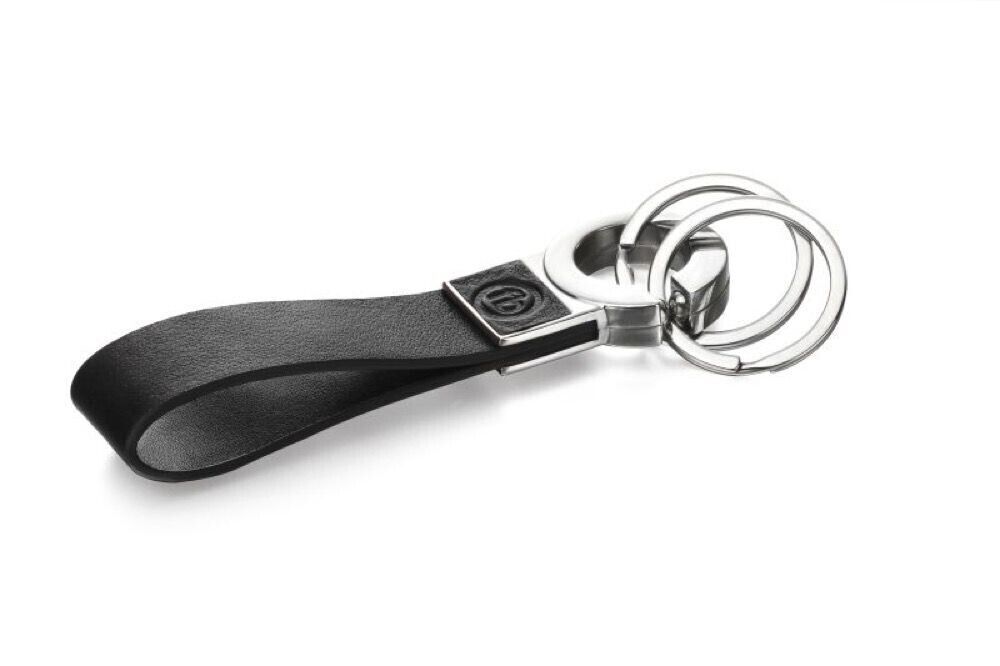 Fred Bennett Double Ring Black Leather Key Chain Keyring Free Engraving Y2623