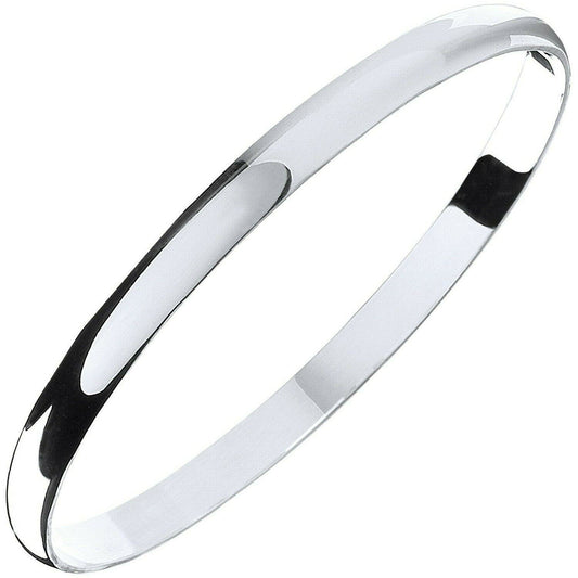 Solid Sterling Silver 6mm D - Shaped Slave Bangle