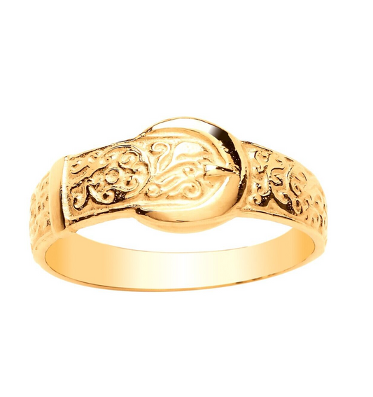 Ladies Buckle Ring Solid 9ct Yellow Gold Band Fully Hallmarked