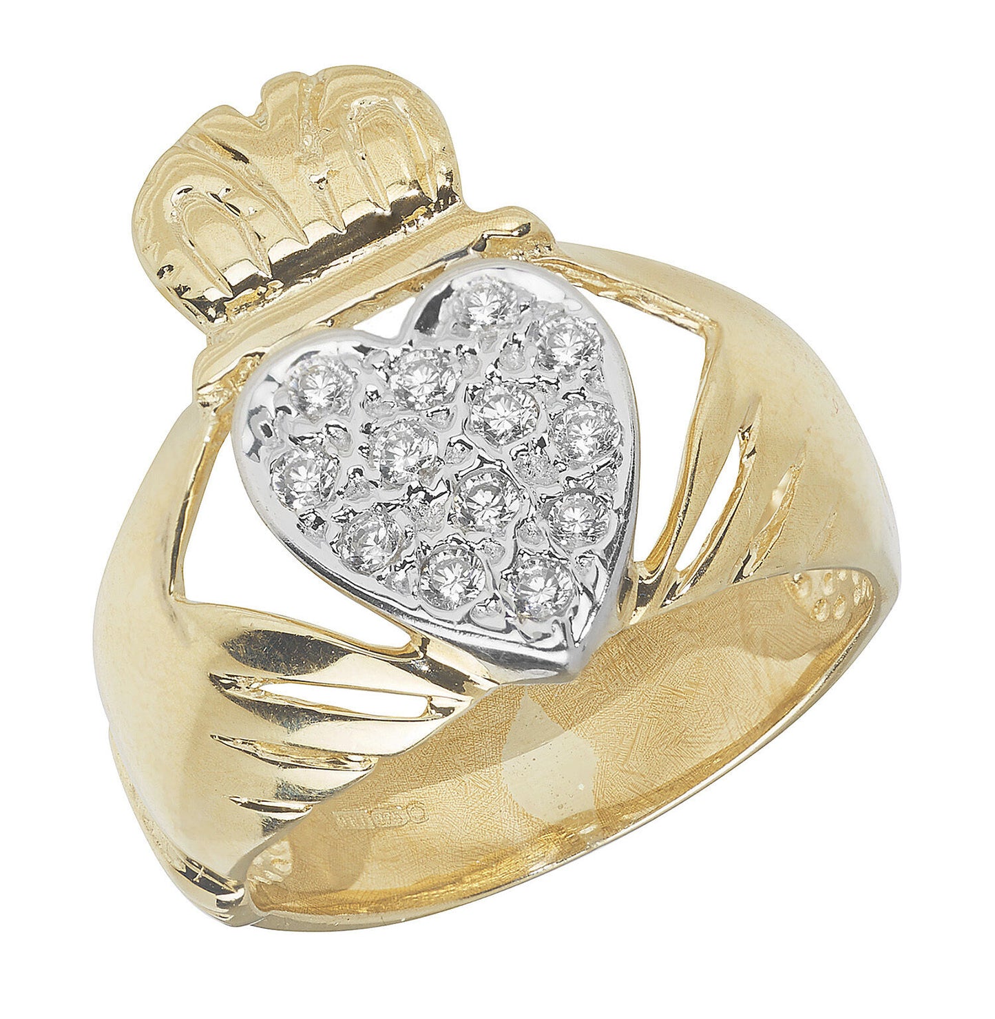 9ct yellow Gold Gents Claddagh Ring Gemstone Fully Hallmarked
