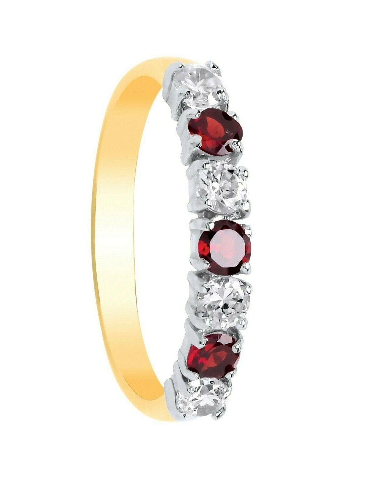 9ct Yellow Gold Garnet Eternity Ring Band Fully Hallmarked
