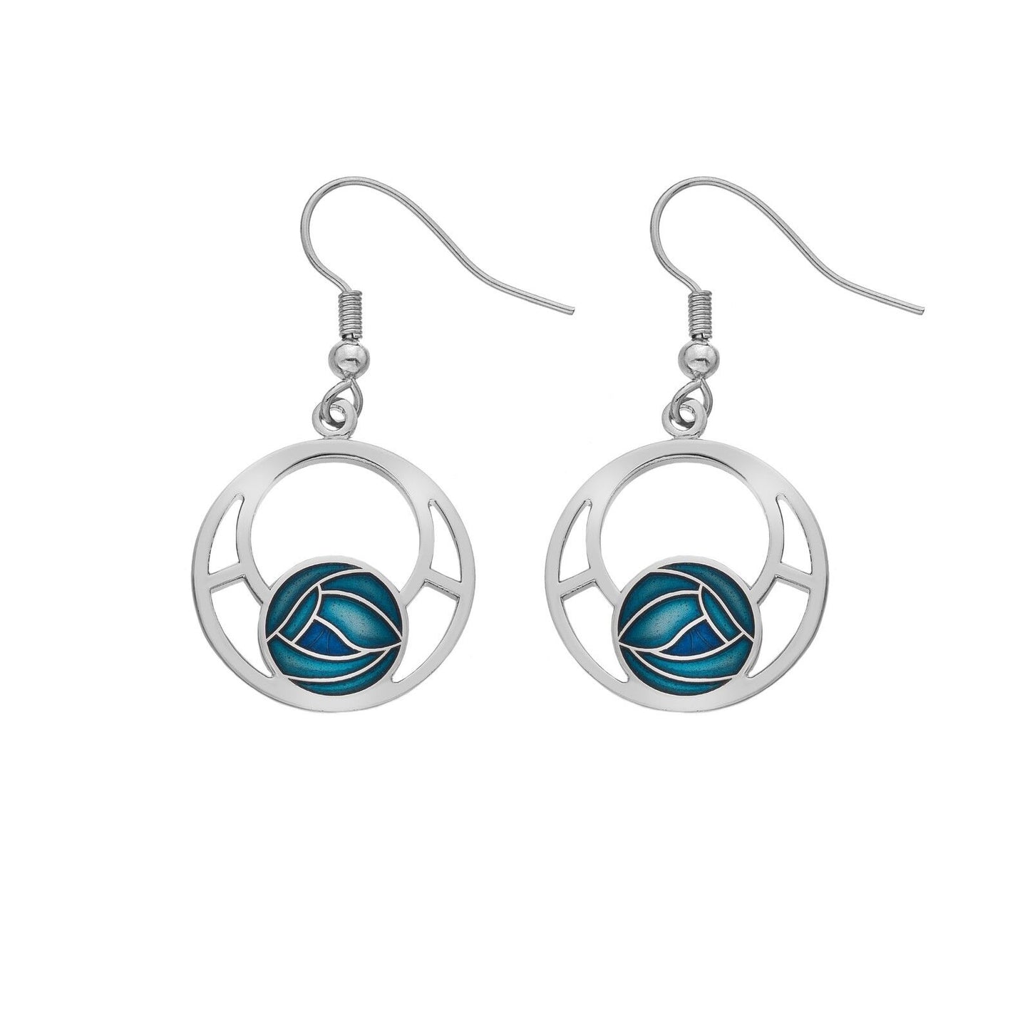 Mackintosh Rose Drop Earrings Round Drops Silver Plated Branded Packaging