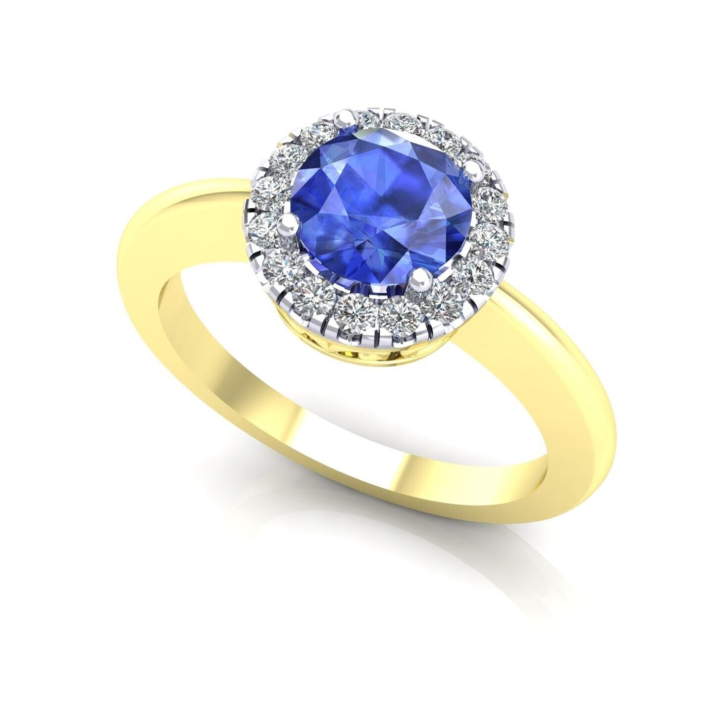 9ct Yellow Gold Sapphire Cluster Ring Engagement Hallmarked Sizes L - R