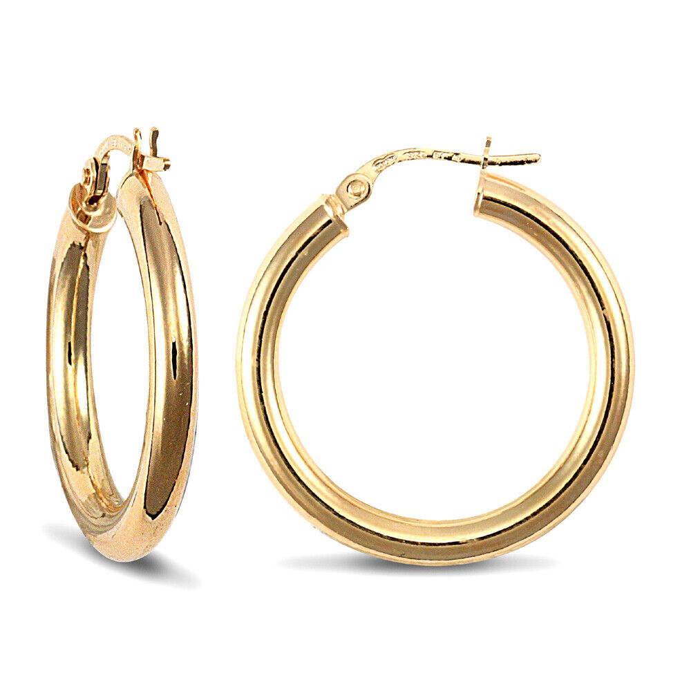 9ct Yellow Gold Hoop Style Earrings British Made Hallmarked 25mm