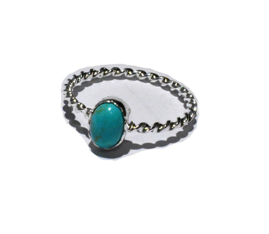 Turquoise Ring Sterling Silver Solitaire Ladies 925 Hallmark