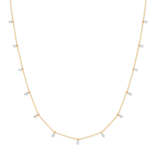 18ct Yellow Gold 0.50ctw Diamond Set (18" Adjustable) Chain Made in London