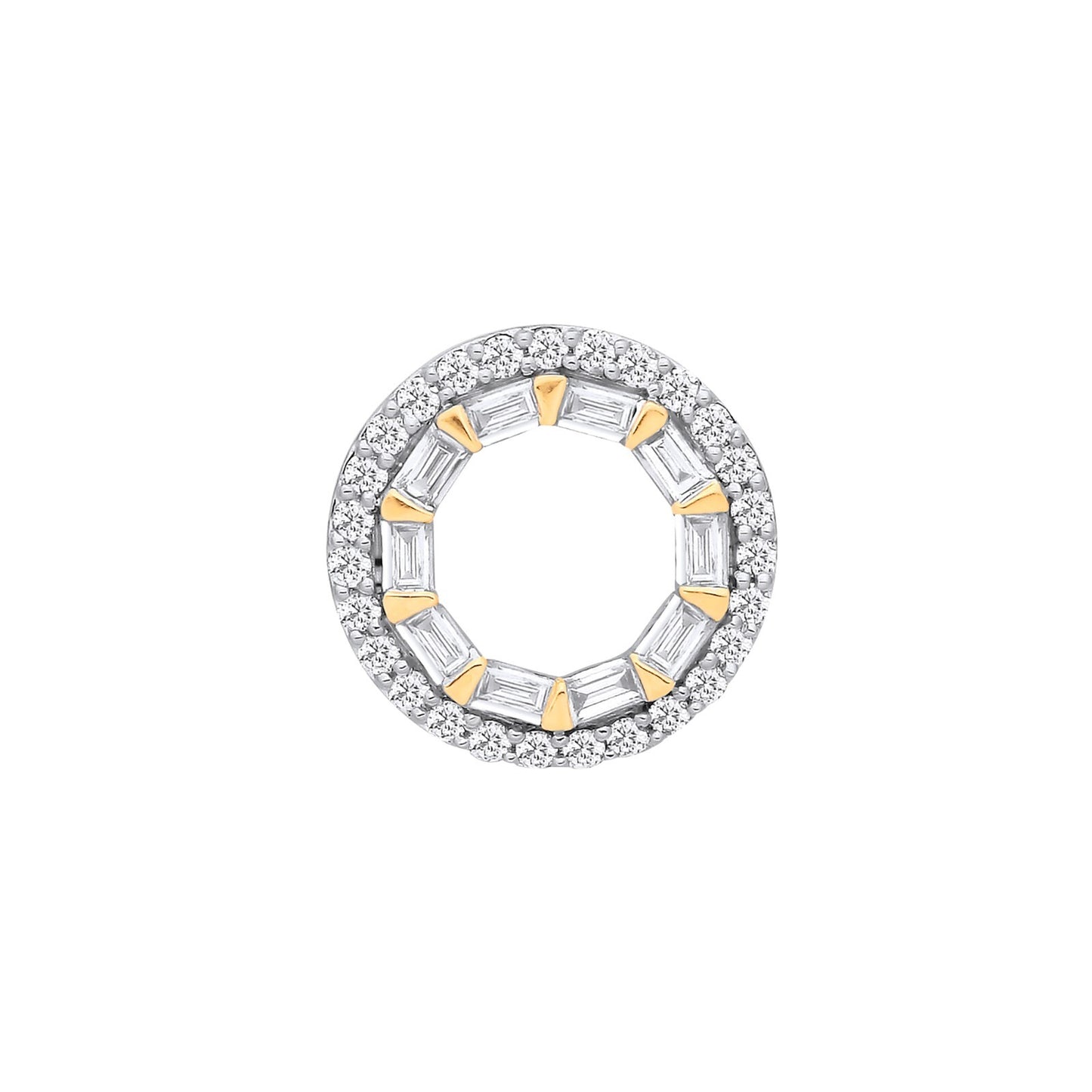 18ct Yellow Gold 0.35ctw Circle Pendant Round Brilliant and Baguette Diamonds