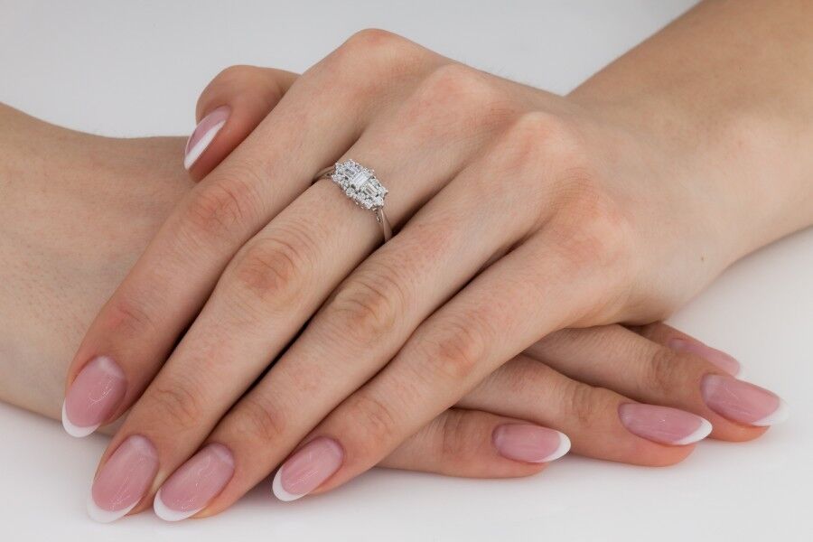 1 Carat Boat Cluster Ring Yellow Gold Cluster Engagement Ring Ladies Dress Ring