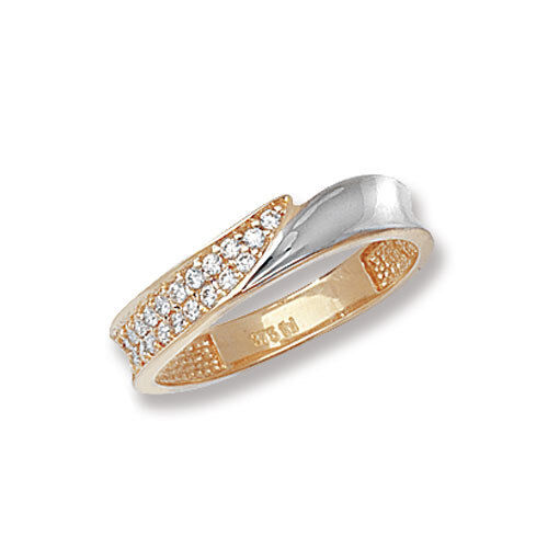9ct Gold Ladies Wrap Crossover Band Ring Multi Tone Gold Fully Hallmarked