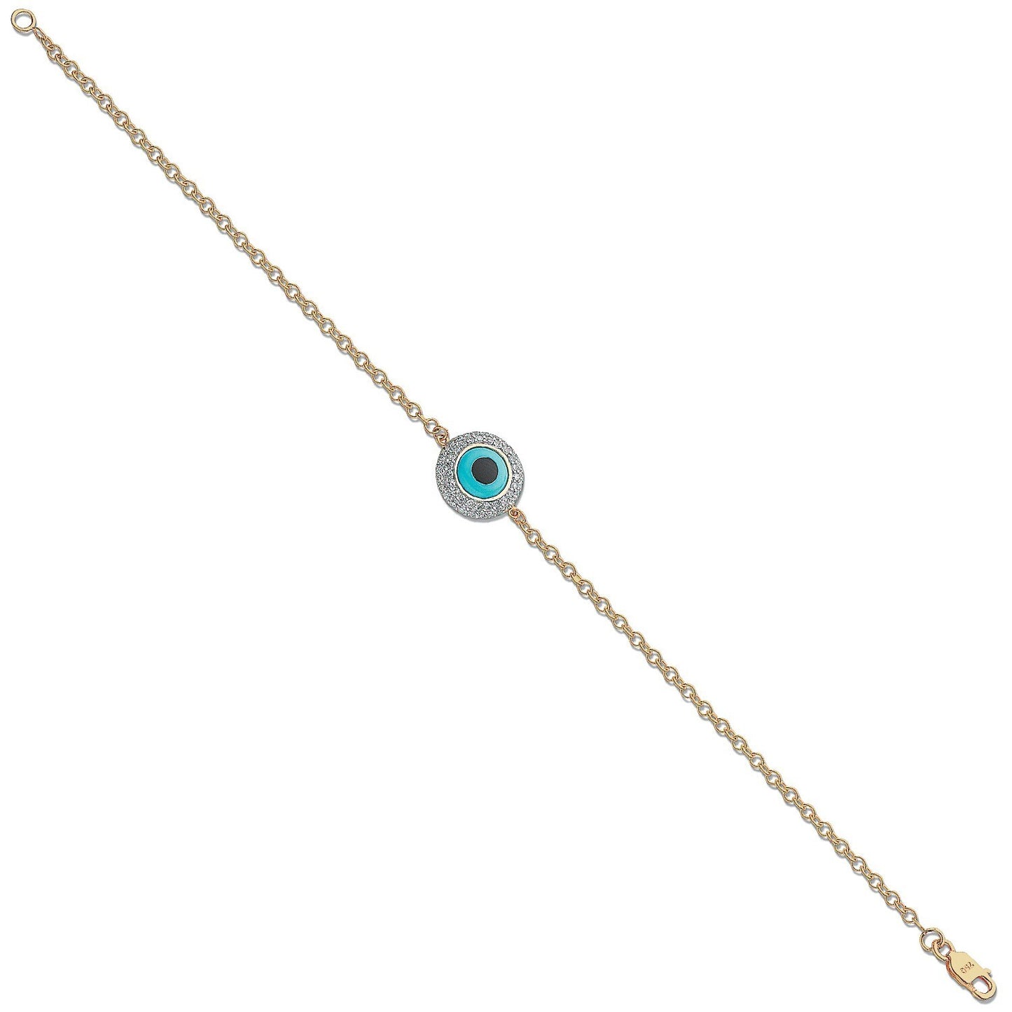18ct Yellow Gold 0.30ct Evil Eye Diamond Bracelet Made in London