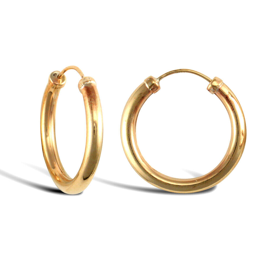 9ct Yellow Gold Hoop Style Earrings British Made Hallmarked 18mm