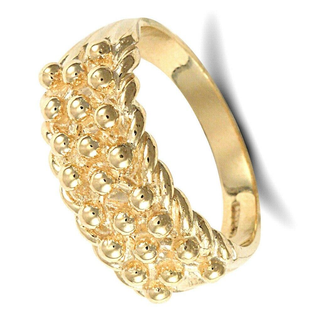 Yellow Gold Keeper Ring Gents 3 Row Solid 9 Carat Hallmarked British made