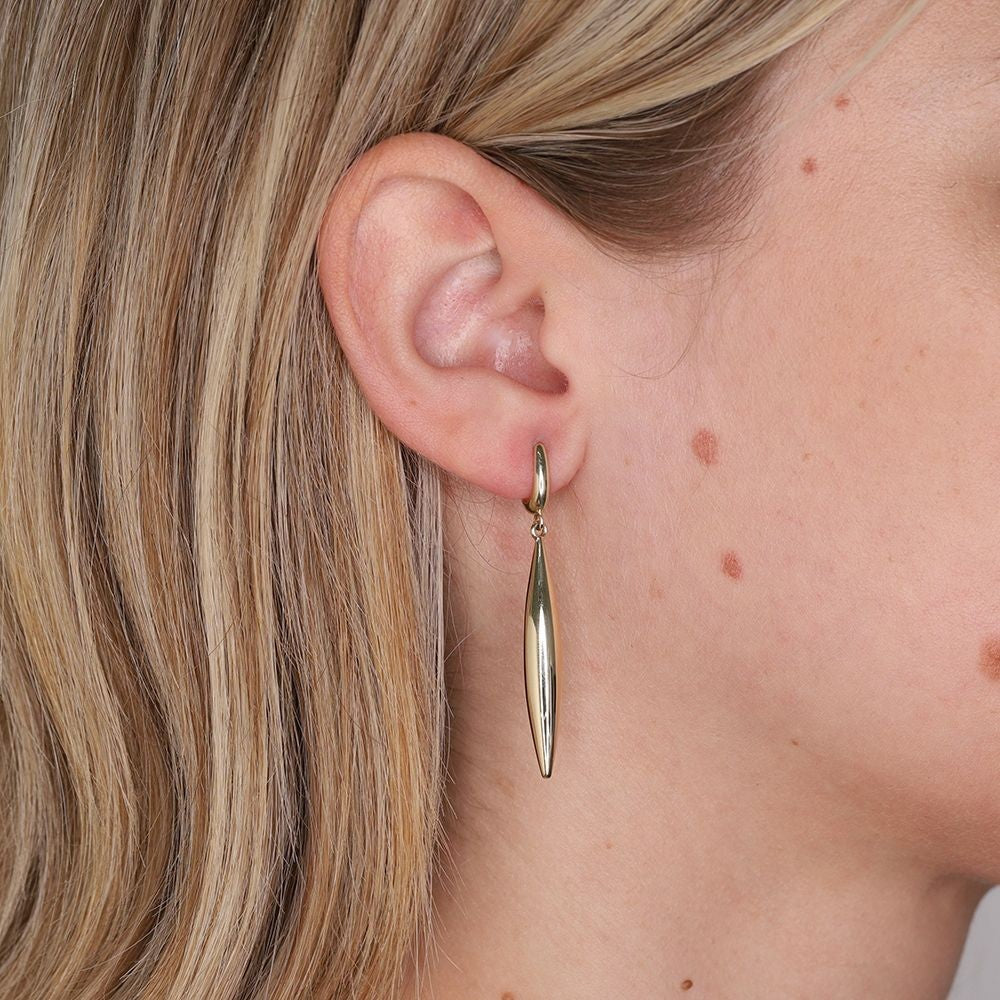 Modern Drop Earrings 9ct Yellow Gold 48mm Drops Hallmarked