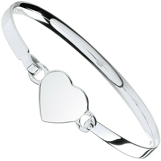 Silver Childs Heart Bangle Hallmarked British Made Boxed