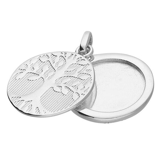 Sterling Silver Locket Round Tree of Life Slider 925 Hallmark