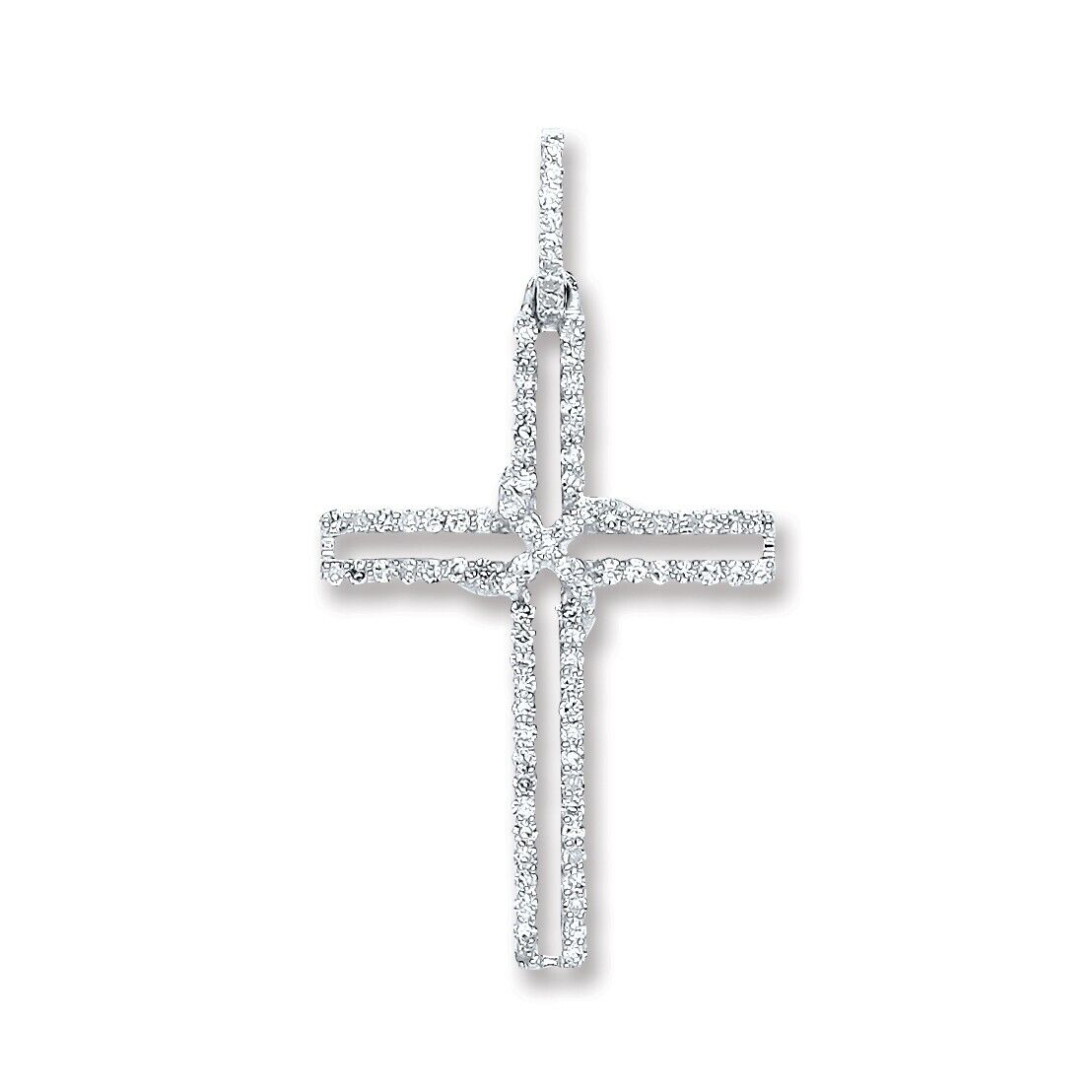 9ct White Gold 0.25ctw Diamond Cross Pendant Hallmarked