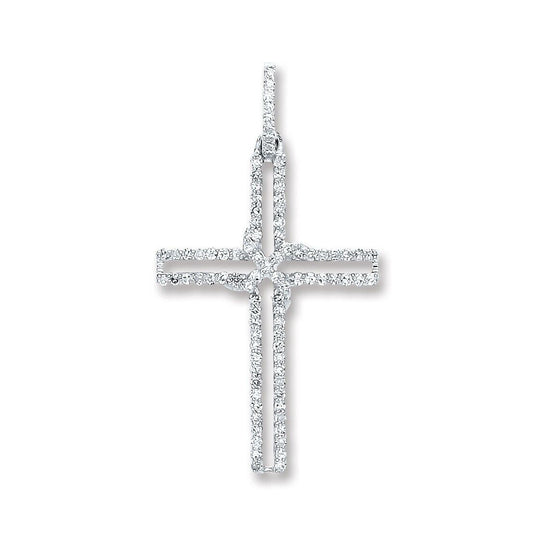 9ct White Gold 0.25ctw Diamond Cross Pendant Hallmarked
