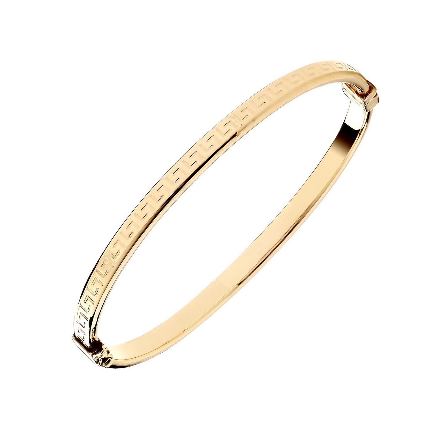 Ladies Greek Key Hinged Bangle 18ct Gold on Sterling Silver 925 Hallmarked