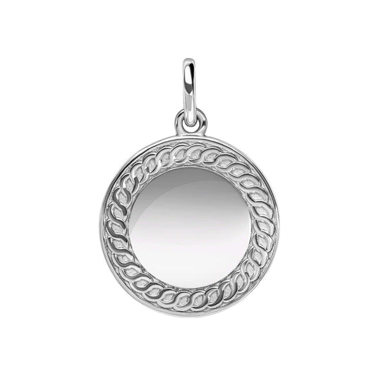 Fred Bennett Round Chain Texture Pendant Platinum Plated P5386X Free Engraving