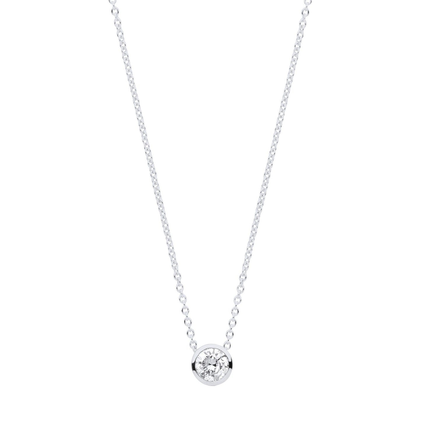 18ct White Gold 0.25ctw G-SI Rubover Diamond Necklace (18in/45cm) Chain