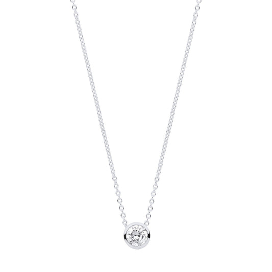 18ct White Gold 0.25ctw G-SI Rubover Diamond Necklace (18in/45cm) Chain