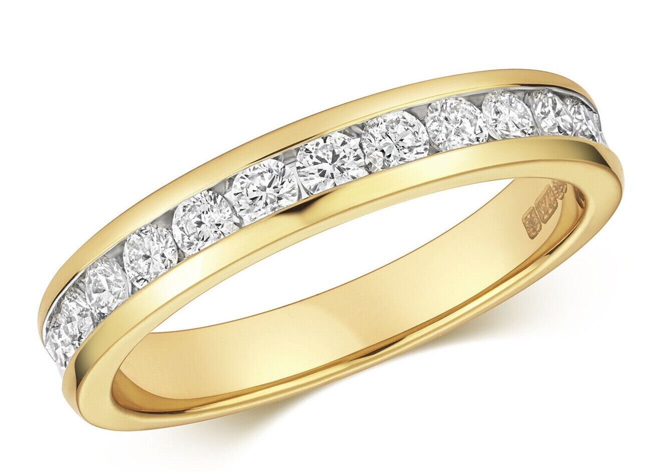 Real Diamond Half Eternity Ring 9ct Yellow Gold 0.50 Carat Weight Band