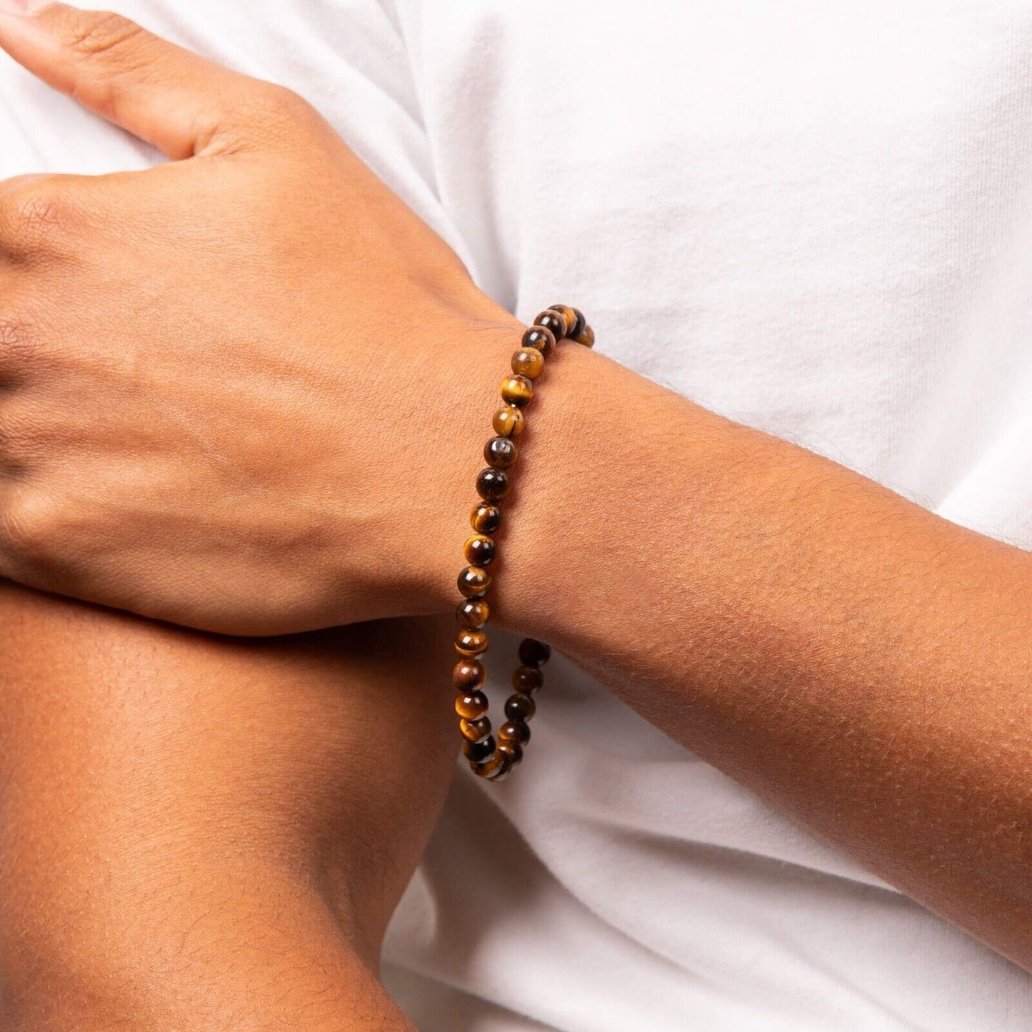 Fred Bennett Healing Bead Bracelet Natural Tiger's Eye Beads 22cm B5427Y