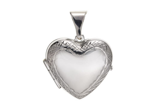 Diamond Cut Heart Locket Solid Sterling Silver 925 Hallmark 20mm