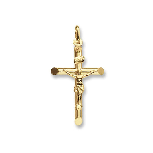 9ct Yellow Gold Crucifix Cross Pendant Medium 37 x 21mm Christening Communion