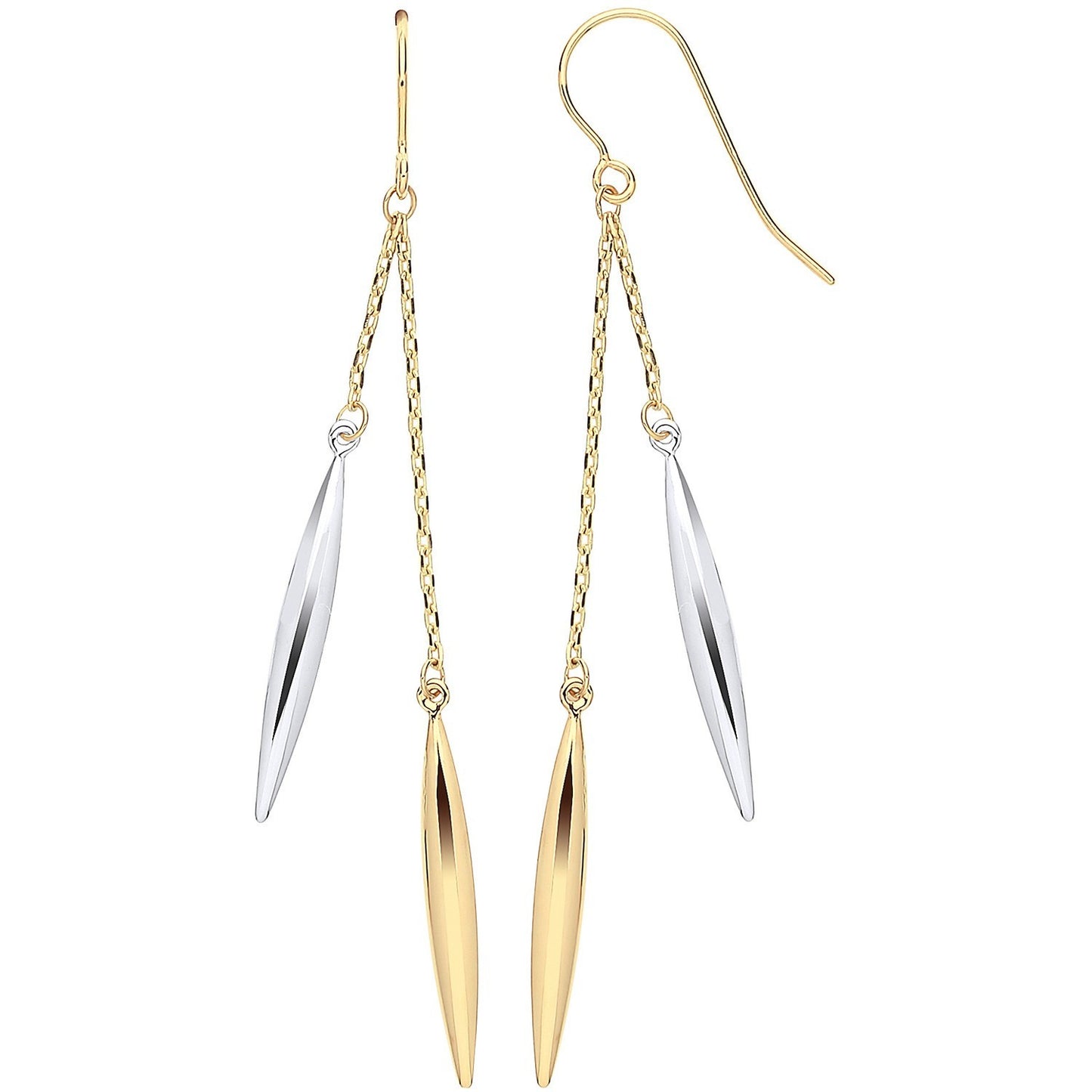 Icicle Chain Drop Earrings 9ct Yellow and White Gold Gold Hallmarked 58.mm Drops