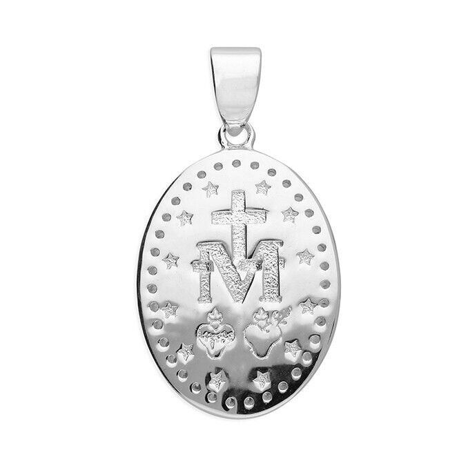 Miraculous Medal Madonna Virgin Mary Pendant Necklace 925 Sterling Silver