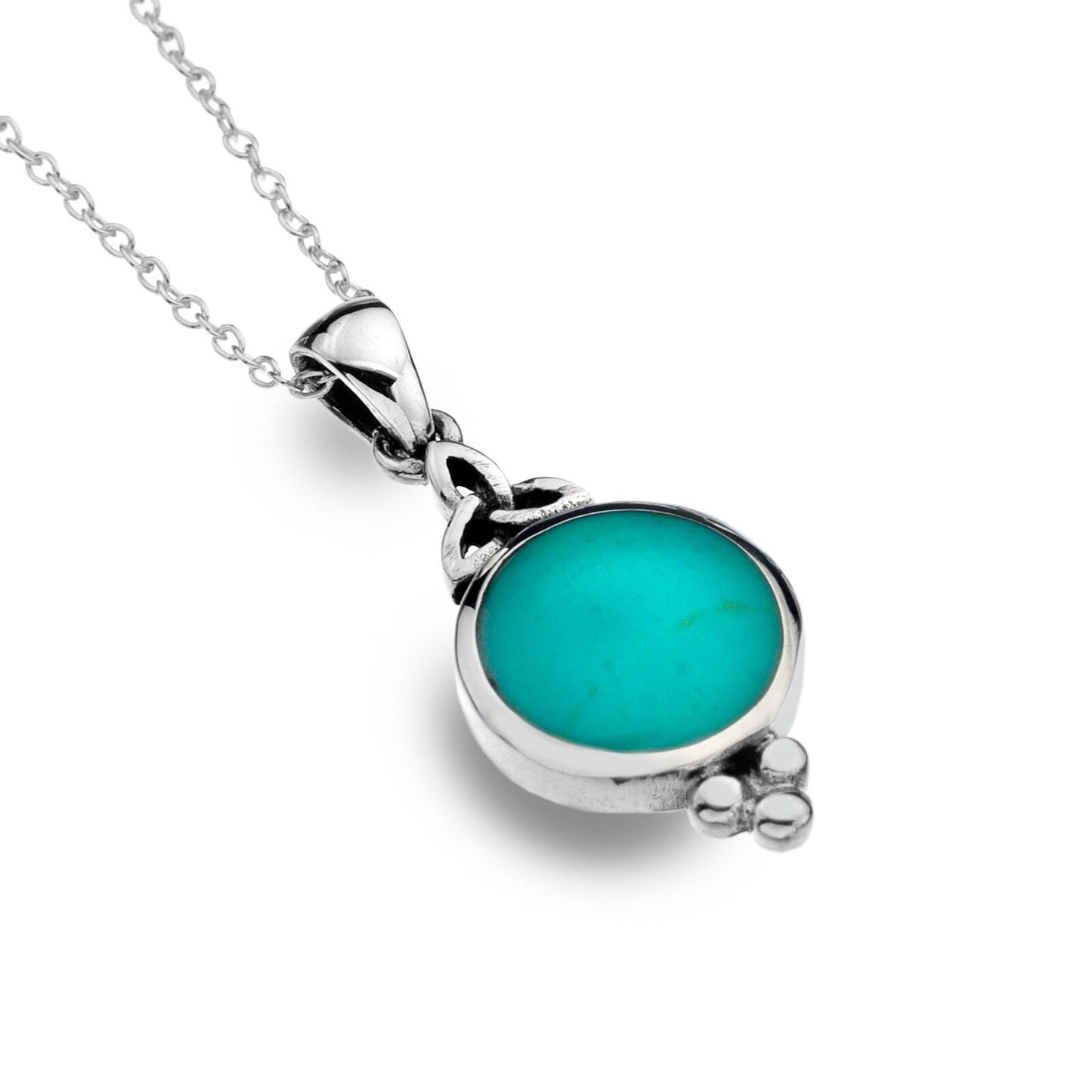 Turquoise Celtic Knot Pendant Sterling Silver 925 Hallmarked All Chain Lengths