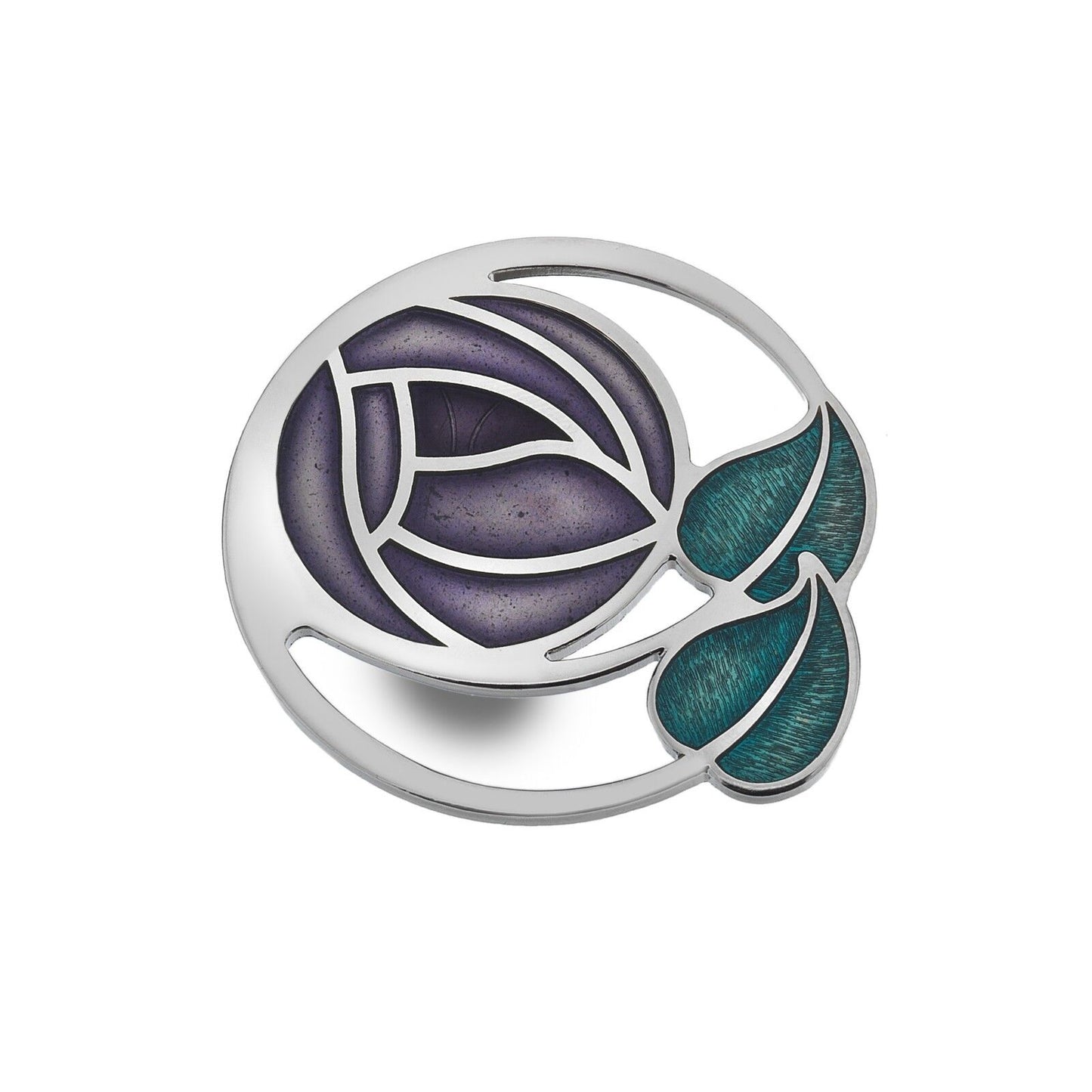Purple Mackintosh Rose Brooch 45mm Silver Plated Brand New Gift Packaging