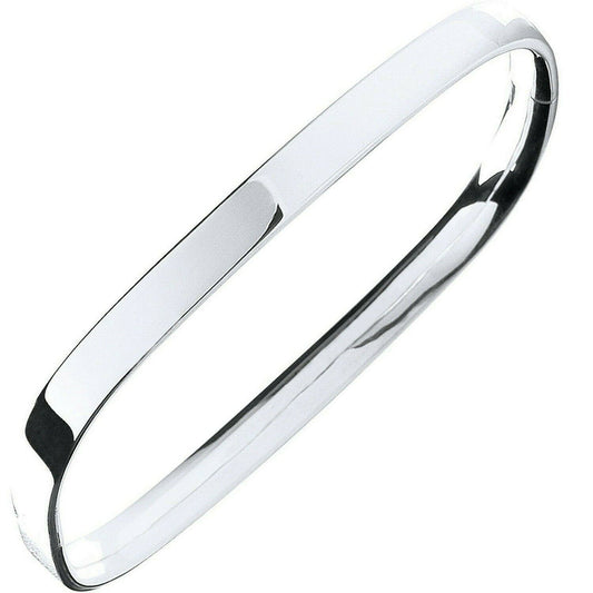 Solid Silver Bangle TV Shape British Made Full Hallmark Heavy Weight Gift Boxed