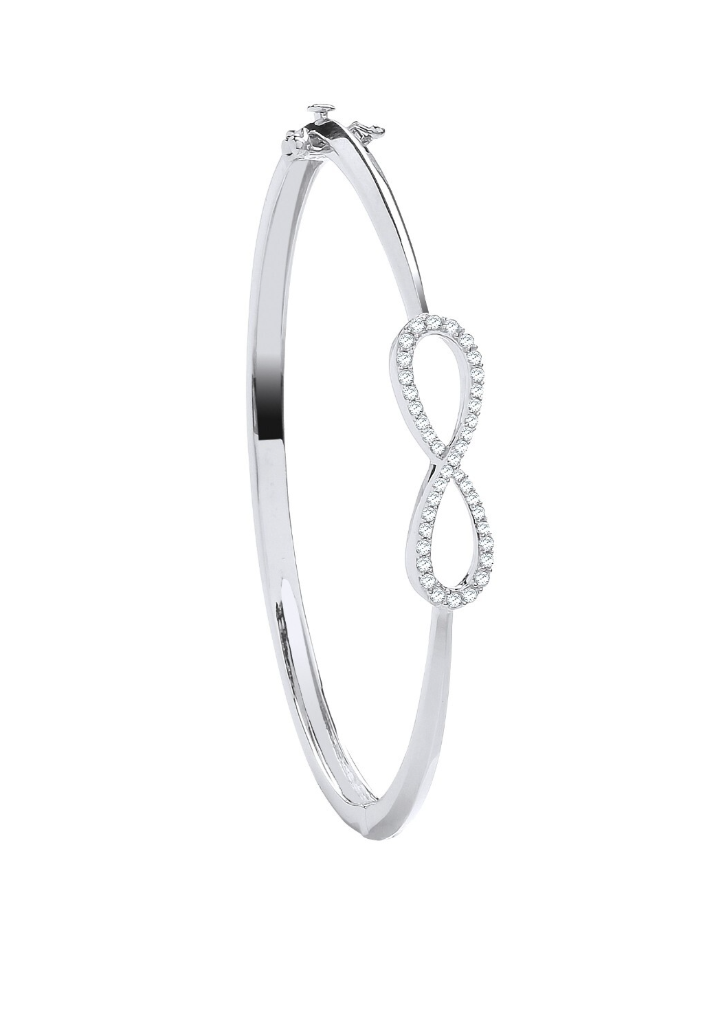 9ct White Gold Infinity 0.45ct Diamond Bangle Made in London