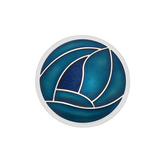 Turquoise Mackintosh Rose Brooch Round Silver Plated Brand New Gift Packaging