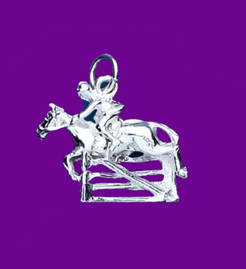 Horse Jockey Show Jumper Pendant Sterling Silver 925 Hallmark 14-24" Chain