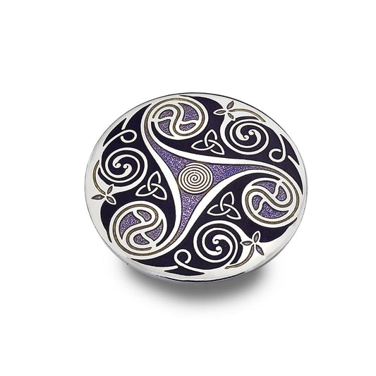 Purple Celtic Triskele Brooch Silver Plated Brand New Gift Packaging
