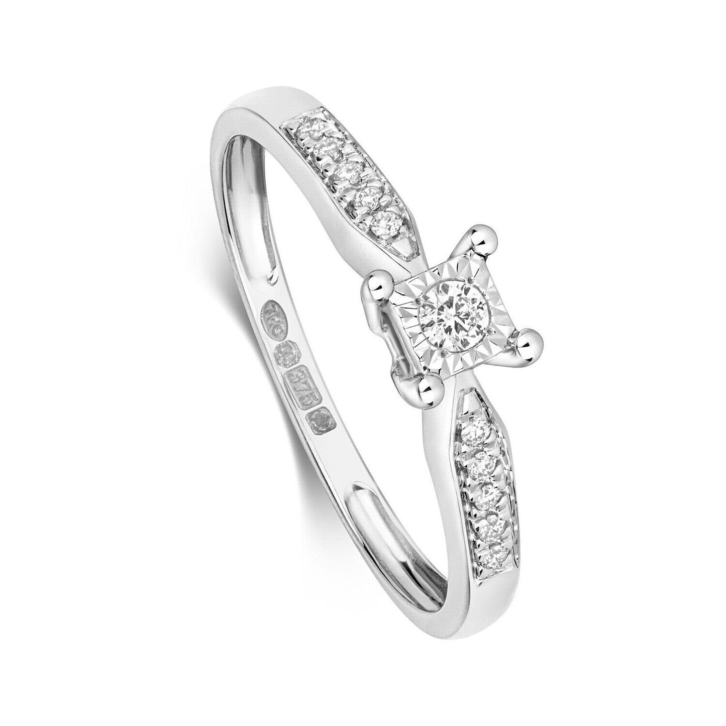 Real Diamond Solitaire Ring Solid White Gold Engagement Size JKLMNOPQ