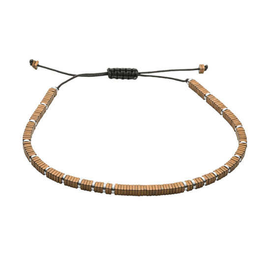 Fred Bennett Black Cord Bracelet with Bronze Hematite 19cm B5441