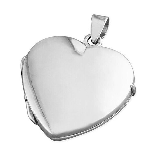 Plain Heart Locket 925 Sterling Silver 26mm Handmade
